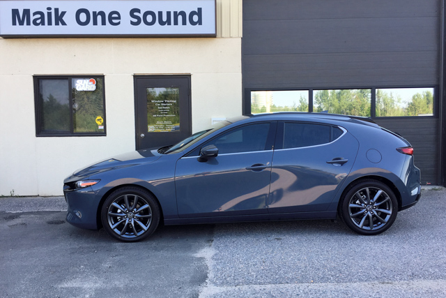 2019 Mazda3 Sport with professional window tint in North Bay